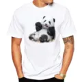 Men's White Short Sleeve Casual T-Shirt Cute Panda Graphic Summer Round Neck Tops - S / Tops / Giant Panda P11 (White)