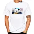 Men's white cotton short sleeve T-shirt featuring a cute panda print casual summer top tee - XS / Tops / Giant Panda M3 (White)