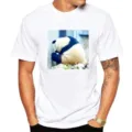 Men's white short-sleeve T-shirt featuring cute giant panda graphic print, casual cotton top. - XS / Tops / White Splitting Panda (M6)