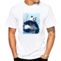 Men's White Short Sleeve T-Shirt Casual Panda Print O-Neck Summer Top Comfortable - XS / Tops / White Kung Fu Panda (M8)