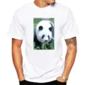 Men's white short sleeve t-shirt featuring a cute giant panda graphic print, casual loose fit. - XS / Tops / White Handsome Panda (M10)