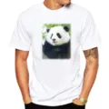Men's white short sleeve t-shirt featuring a cute baby panda graphic print on the front chest. - XS / Tops / White Panda on Tree (M11)