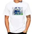 Men's casual white short sleeve t-shirt featuring a cute panda graphic print, loose fit. - XS / Tops / White Apologetic Panda (M13)