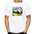 Men's white short sleeve T-shirt featuring a cute giant panda graphic print, casual style. - XS / Tops / White Thinking Panda (M16)