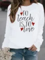 Weißer Damen Langarm Rundhals Pullover mit niedlichem Lehrer Liebe Motiv Druck Design. - S / Oberteile / Weiß
