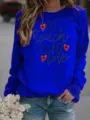 Damen lässiger langärmliger königsblauer Pullover mit inspirierendem Buchstabendruck. - Saphirblau