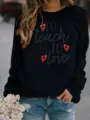 Schwarzes Langarm Sweatshirt für Damen mit Lehrer Spruch Print lässiger Pullover. - S / Oberteile / Schwarz