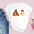 T-shirt blanc graphique cochon d'Inde de Noël à manches courtes pour femmes haut mignon vacances - 3XL / Hauts / Imprimé Cochon d'Inde de Noël