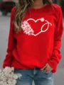 Rotes langärmliges Sweatshirt mit Rundhalsausschnitt und Herz Stethoskop Rosen Druck Design. - S / Oberteile / Rot