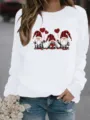 Witte lange mouwen ronde hals pullover sweatshirt met leuke gnooms print voor dagelijks. - S / Tops / Wit