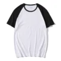 Camiseta raglan manga corta unisex color contraste negro blanco cuello redondo ropa - S / Top (CS) / Ranglán Negro