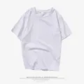 White solid round neck short sleeve t-shirt, classic casual basic summer top for daily wear. - White 01