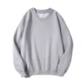Classic grey long-sleeve crewneck sweatshirt, comfortable casual pullover basic top - Gray