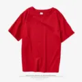Plain red short sleeve crewneck t-shirt casual basic solid top for custom printing apparel - S / Tops / Red 01