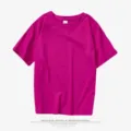 Solid color crew neck short sleeve t-shirt in bright magenta casual daily wear now. - Rose Red 01