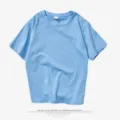 Light blue short sleeve t-shirt, casual solid color crew neck basic top for daily wear. - S / Tops / Light Blue 01