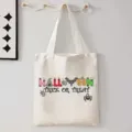 Halloween canvas shopper tas voor man en vrouw, draagbare opbergtas voor winkelen en reizen. - Halloween Trick or Treat Belettering Stijl (9132) / 35cmx45cm