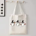Halloween schattige geest canvas shopper tas, casual schoudertas voor dagelijks gebruik. - Schattige Geest Heksenhoed Stijl (9080) / 35cmx45cm