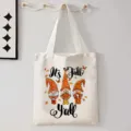 Canvas shopper tas met herfst dwergen ontwerp, casual handtas voor winkelen en reizen - Herfstkabouters Stijl (9082) / 35cmx45cm
