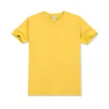 Plain yellow cotton crew neck men short sleeve t-shirt casual summer basic top apparel. - Golden Yellow