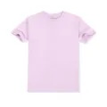 Detail view of the soft cotton light purple t-shirt showing fine fabric texture and neat collar. - Light Pink (20C)