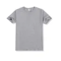 Detail view of a classic grey cotton crew neck short sleeve t-shirt basic blank tee. - Sport Gray (295H)
