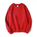 Classic red long sleeve crewneck sweatshirt for daily casual wear, comfortable basic apparel. - Red