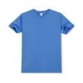Blue solid color pure cotton short sleeve crew neck t-shirt basic style casual apparel item detail - Sapphire Blue (51C)
