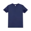 Λεπτομέρεια μπλε σκούρο κοντομάνικο t-shirt με στρογγυλή λαιμόκοψη, βαμβακερό βασικό. - XS / Tops / Ναυτικό Μπλε (32C)