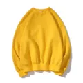 Solid yellow crewneck long sleeve sweatshirt casual pullover top for men and women daily wear - Yellow