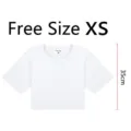 White short sleeve crop top basic solid color summer casual t-shirt free size xs 35cm - S / Tops / White Crop Style (fsxs)