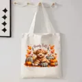 Leuke hoogland koe herfst canvas shopper tas, pompoen boodschappentas schoudertas voor dagelijks. - Herfst Hooglandkoe en Pompoen Stijl (9096) / 35cmx45cm