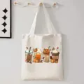 Halloween pompoen canvas shopper tas voor heren en dames, draagbare reistas voor winkelen. - Pompoen en Herfstdrankjes Stijl (9078) / 35cmx45cm