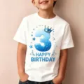 Paidiko t-shirt genethlion kontomanko kalokairino casual top gia agoria kai koritsia 3 eton - 110cm / Tops / Ηλικία 3 (Λευκό)