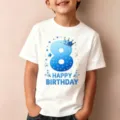 Παιδικό t-shirt 8ων γενεθλίων λευκό κοντομάνικο για αγόρια και κορίτσια πάρτι δώρο - Ηλικία 8 (Λευκό)
