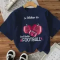 Women Halloween football graphic short sleeve t shirt casual seasonal holiday apparel top - Navy Blue