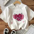 Women White Short Sleeve T-Shirt Pink Ribbon Football Print Casual Fall Top Fashion Tee - S / Tops / White