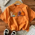 Herbst Kürbis Football Druck Kurzarm T-Shirt lässig orange Halloween festliche Oberteile - Orange