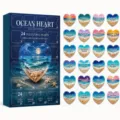Detail view of ocean heart advent calendar box with 24 acrylic countdown heart pendants. - Style Five (GJ888-05)