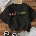 Dames Halloween T-shirt griezelig korte mouw casual vakantie grafische top feestkleding - S / Katoen Stijl Zwart