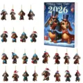 Caja de calendario de adviento de Navidad 2026 con lindos colgantes acrílicos de perro salchicha. - Colgante Plano de Acrílico 2D / Estilo Salchicha 001 (GJ450-001-26)