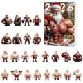 2026 Buff Santa Claus Advent Calendar Box Acrylic Christmas Tree Hanging Ornaments Decor Set - 2D Flat Pendant / Muscle Man Style 4