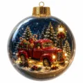Exquisite Christmas luminous clear ball ornament with vintage 3D truck winter scene inside. - GJ927-08