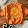 Halloween sorcière graphique impression orange t-shirt à manches courtes haut de fête - S / Hauts / Orange