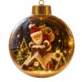 Christmas glowing crystal ball ornament, 3D Santa Claus hanging decoration for tree gift - Without Light / GJ927-02