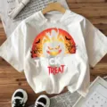 Halloween korte mouw t-shirt casual top voor dames pompoen grafisch griezelig feest - S / Katoen Wit