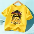 Kids Halloween short sleeve t-shirt, cute holiday graphic top for boys and girls wear. - Washed Yellow