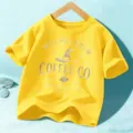 Camiseta de manga corta para niños de Halloween, top amarillo brillante, ropa gráfica festiva. - Amarillo Lavado