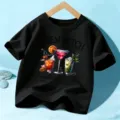 Camiseta negra de manga corta de Halloween para niños con estampado de cóctel de brujas. - 110cm / Estilo Algodón Negro