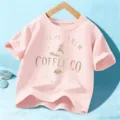 Kids Halloween short sleeve t-shirt, cute pink tee with witch brew graphic for kids. - 110cm / Tops / Pink Cotton